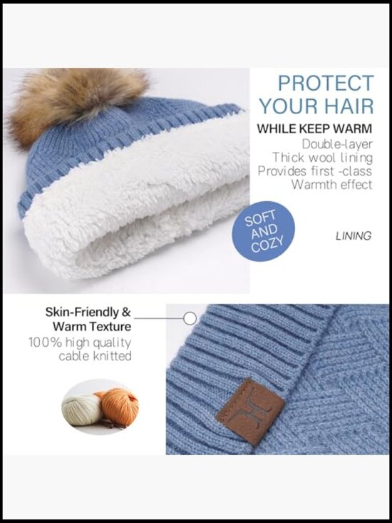 Winter Knit Beanie Scarf Gloves Set with Fleece Lining Touchscreen main image 5